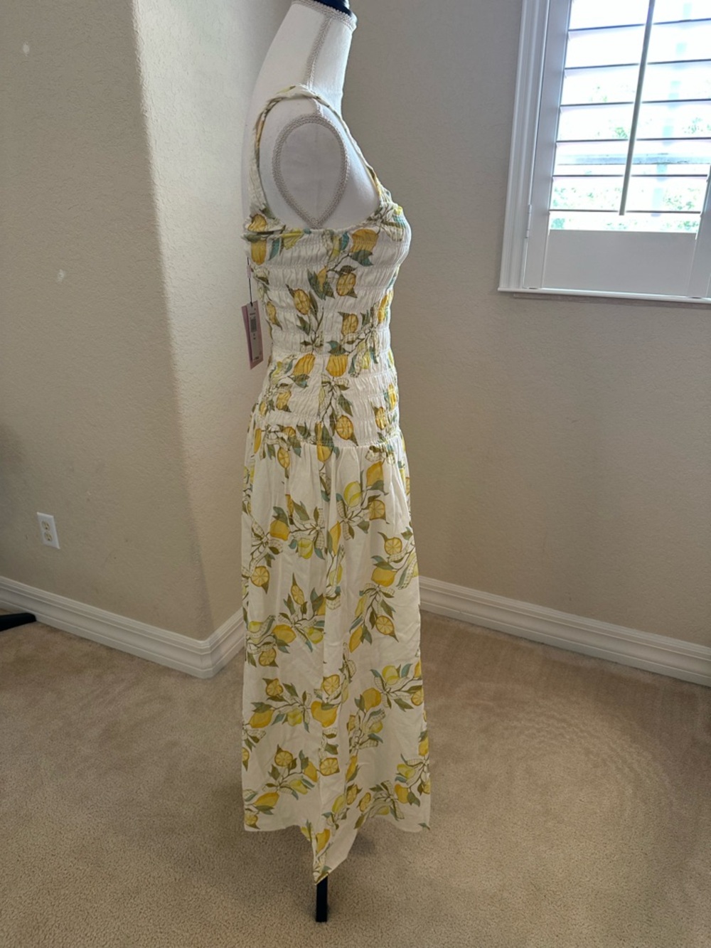 Avec Les Filles White Maxi Dress with Yellow Lemon & Green Leaf Print - Picture 9 of 14